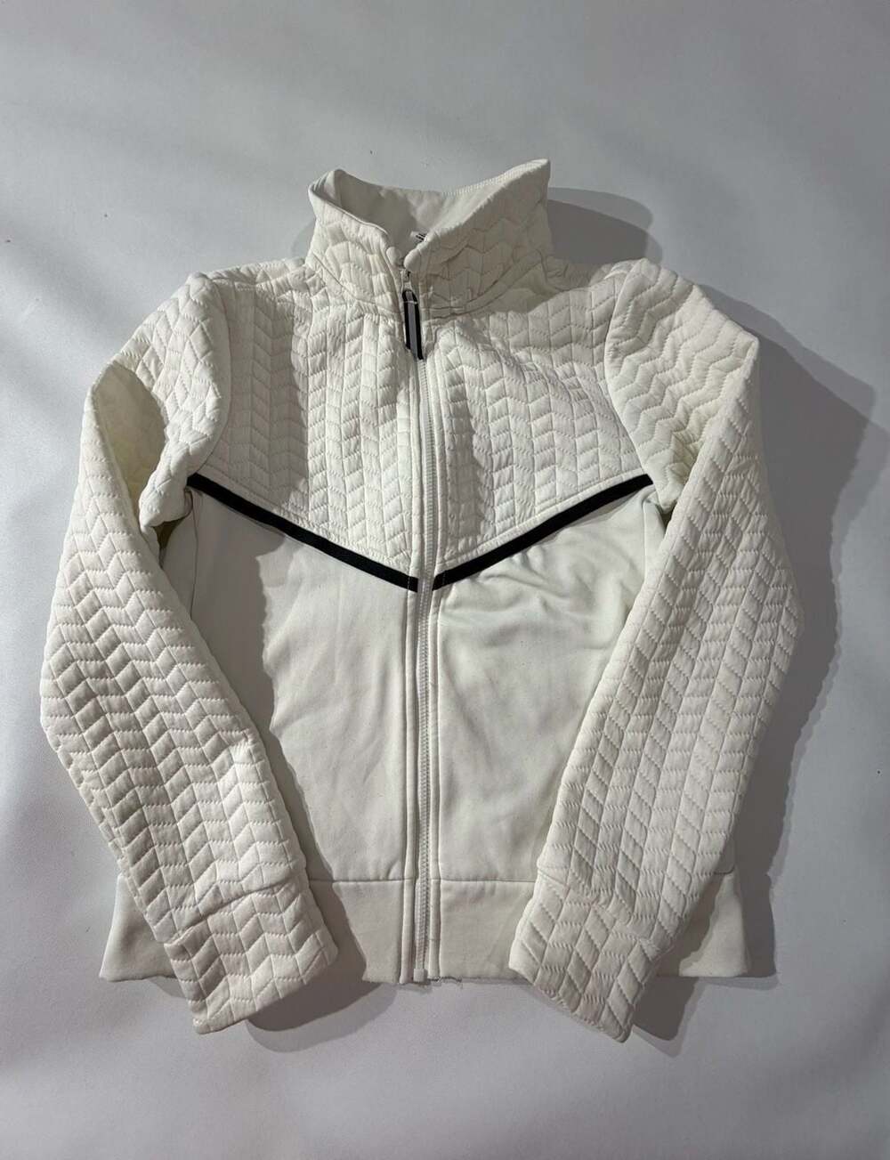 Avia M 7-8 White Quilted Zip Up Jacket Athletic Athleisure Bomber